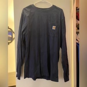 Carhartt Men’s Cotton Loose Fit Navy Long Sleeve T-Shirt Size Medium